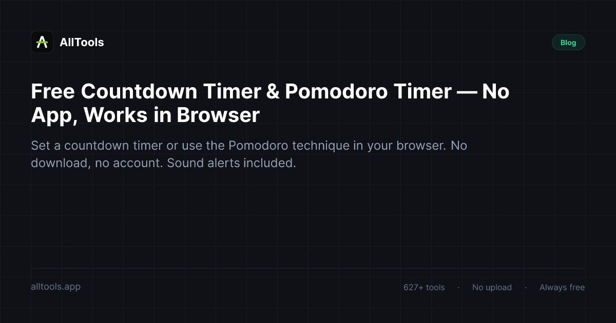 Free Countdown Timer & Pomodoro Timer — No App, Works in Browser — free browser tool guide