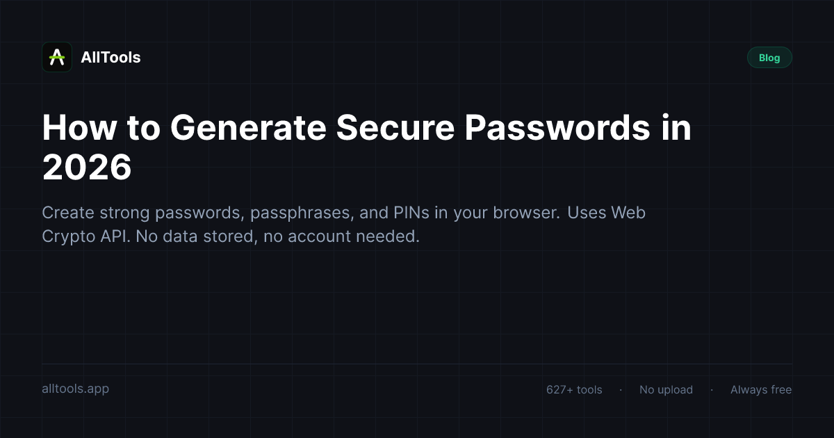 How to Generate Secure Passwords in 2026 — free browser tool guide