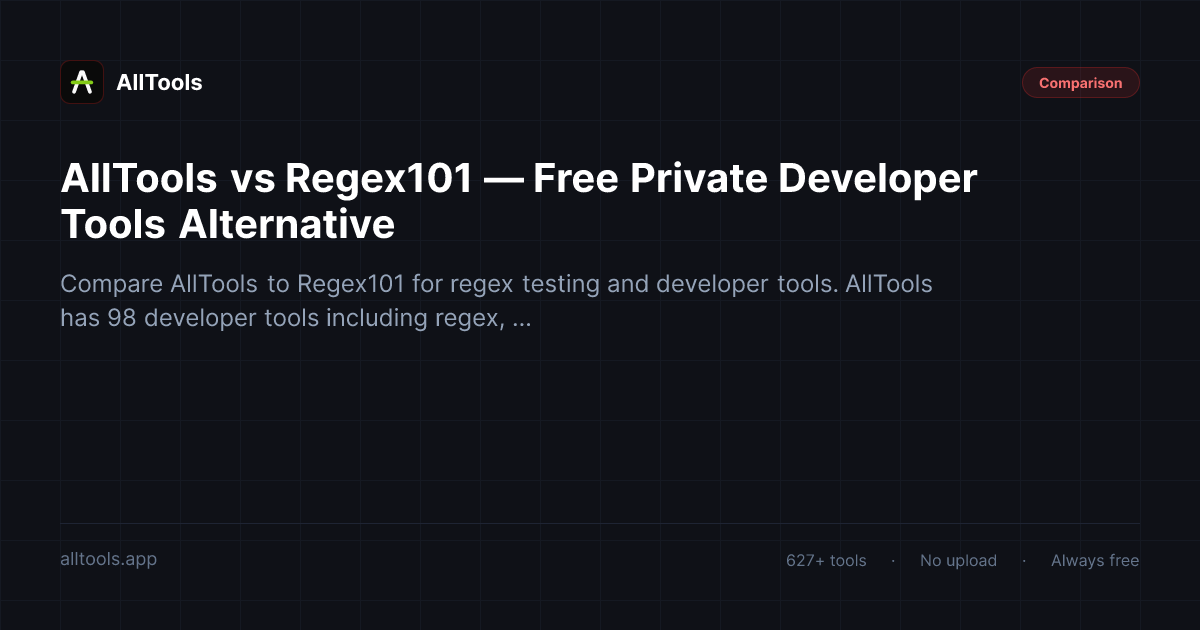 AllTools vs Regex101 — Free Private Developer Tools Alternative — free browser tool guide