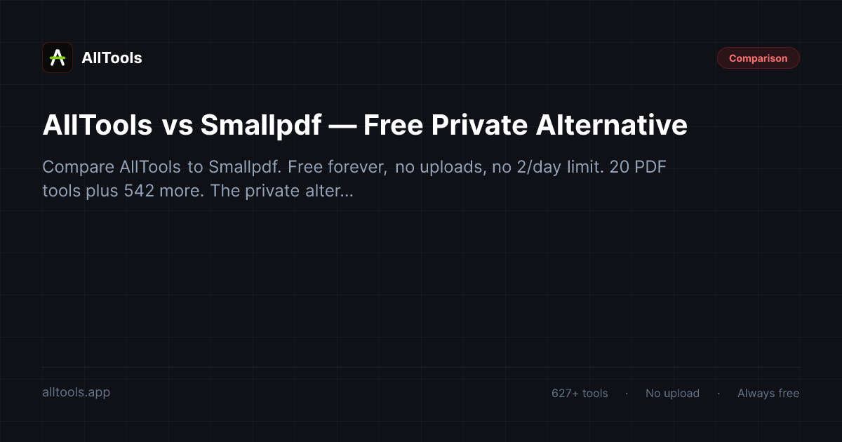 AllTools vs smallpdf comparison — AllTools vs Smallpdf — Free Private Alternative